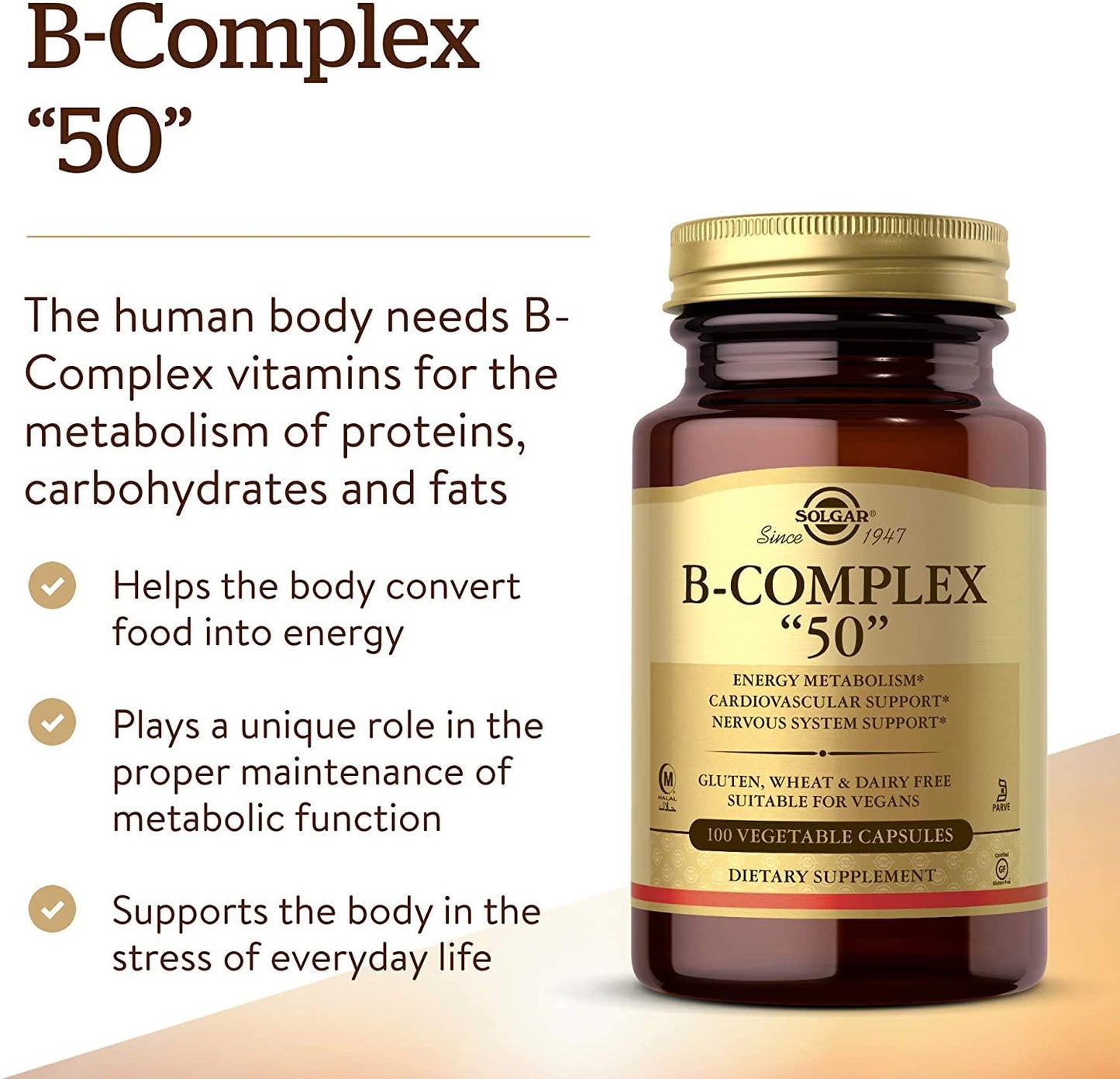Solgar - B Complex 50-100 Vegetarian Capsules