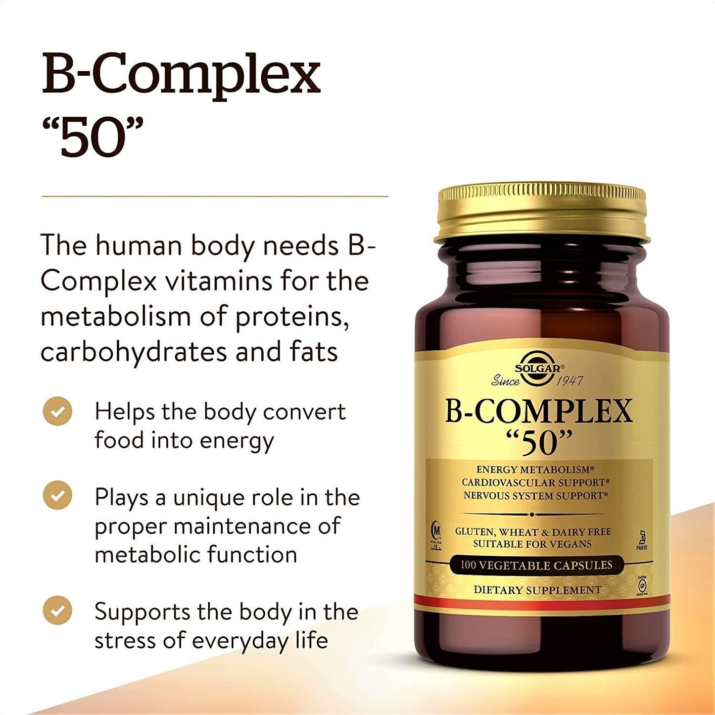 Solgar - B Complex 50-100 Vegetarian Capsules