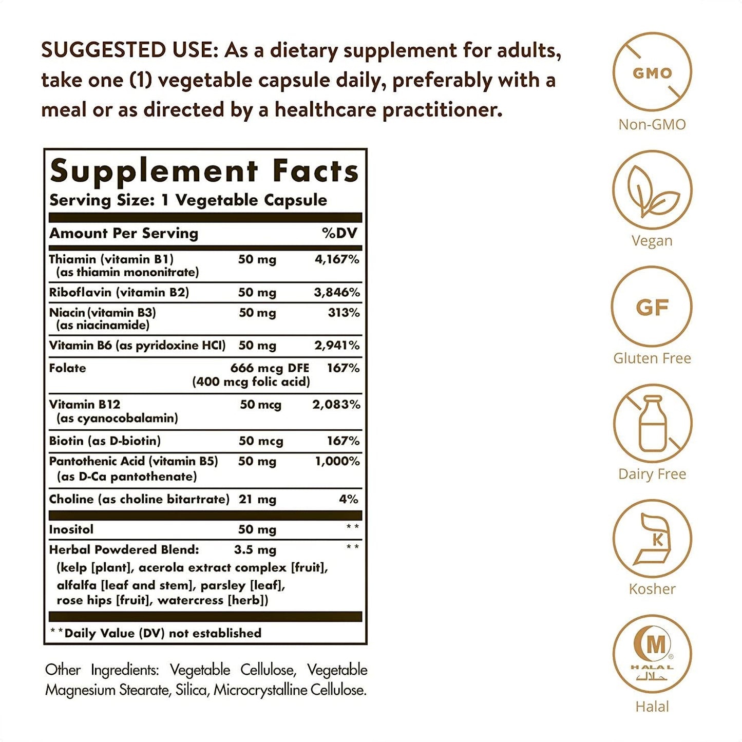 Solgar - B Complex 50-100 Vegetarian Capsules