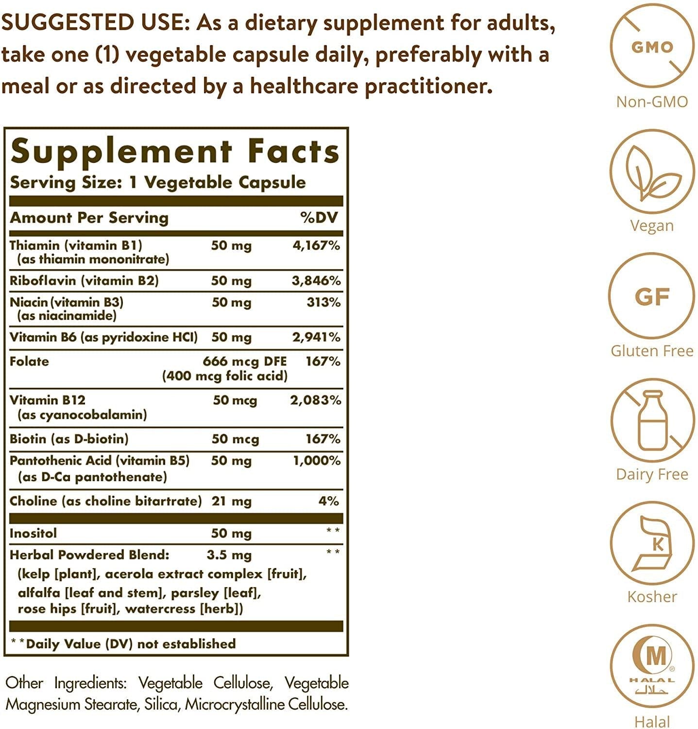Solgar - B Complex 50-100 Vegetarian Capsules