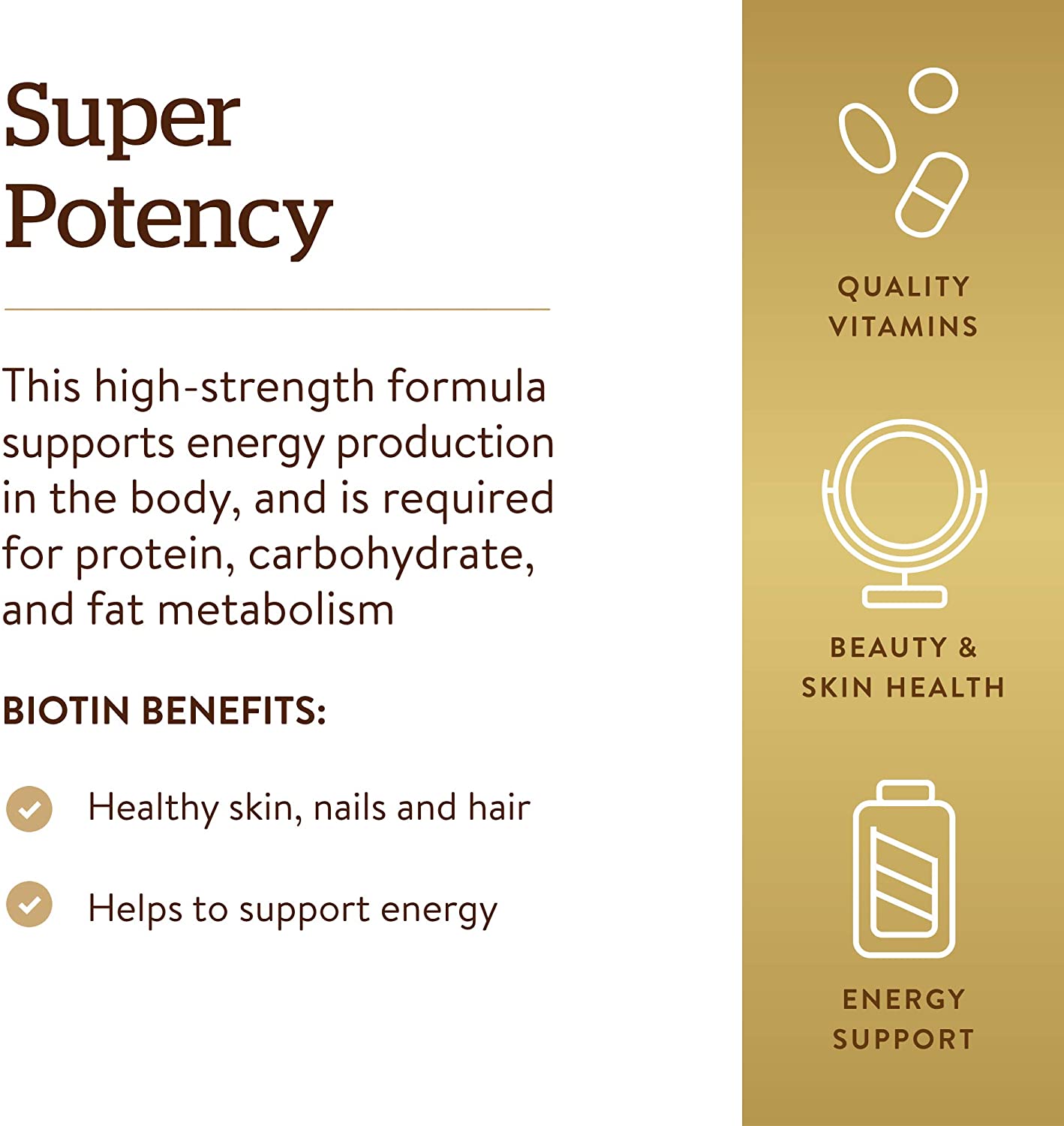 Solgar Biotin 5000 mcg - Supports Healthy Skin, Nails and Hair - Supports Energy Production and Metabolism - Vitamin B - Non-GMO, Vegan, Gluten Free - 180 Count
