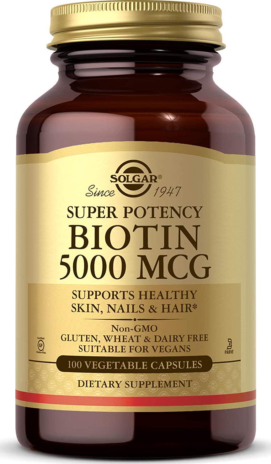 Solgar - Biotin Super Potency 5000 mcg. - 100 Vegetarian Capsules