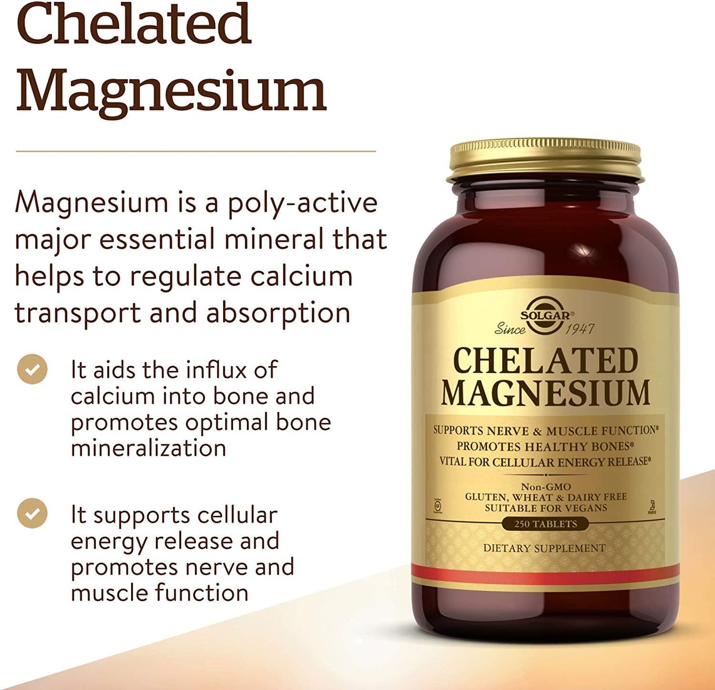 Solgar Chelated Magnesium Tablets, 250 Count