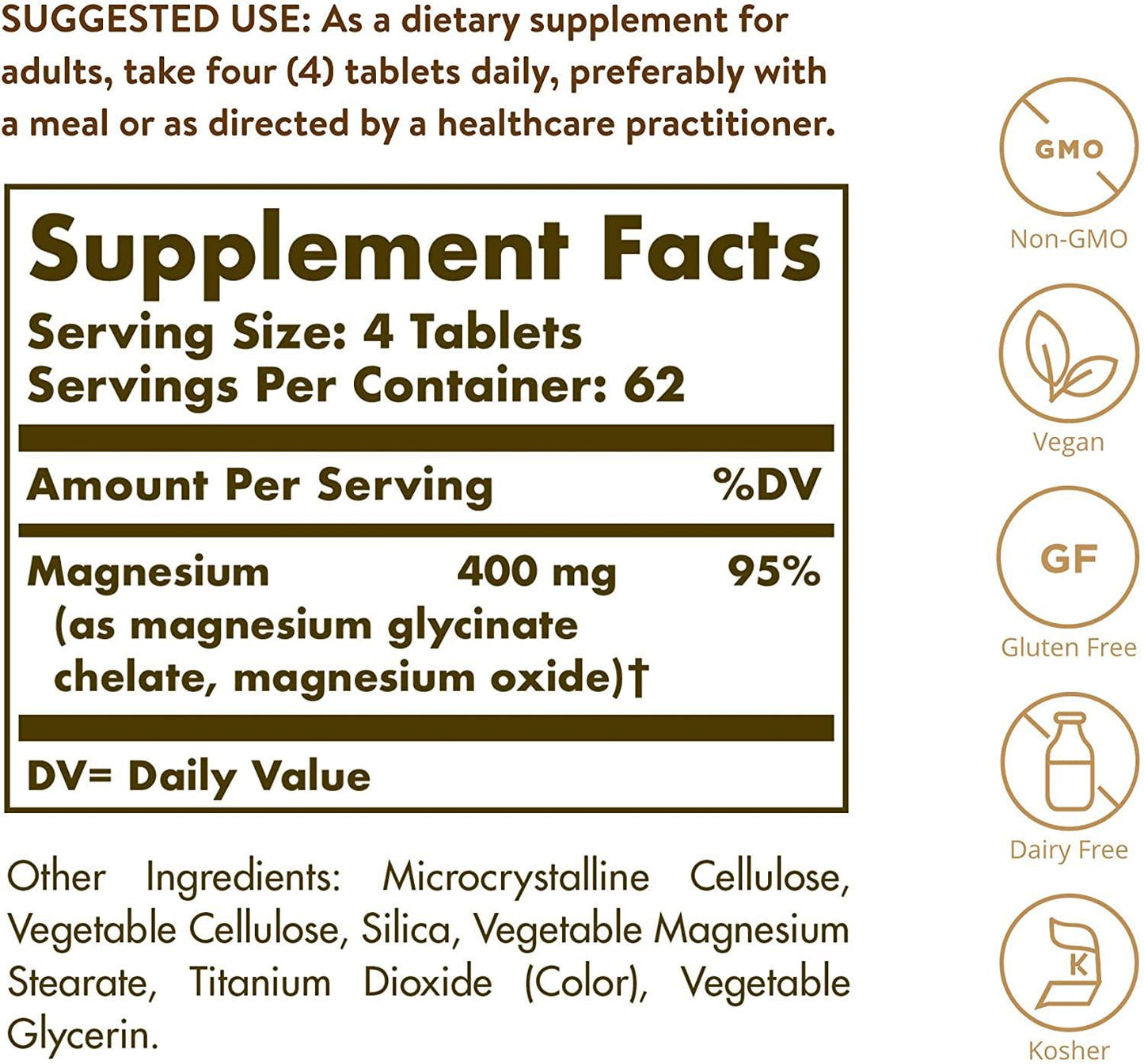 Solgar Chelated Magnesium Tablets, 250 Count