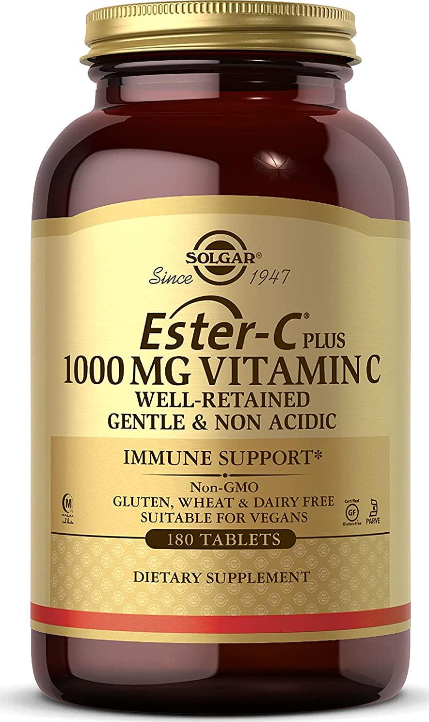 Solgar - Ester-C Plus Vitamin C (Ester-C Ascorbate Complex) 1000 mg, 180 Tablets