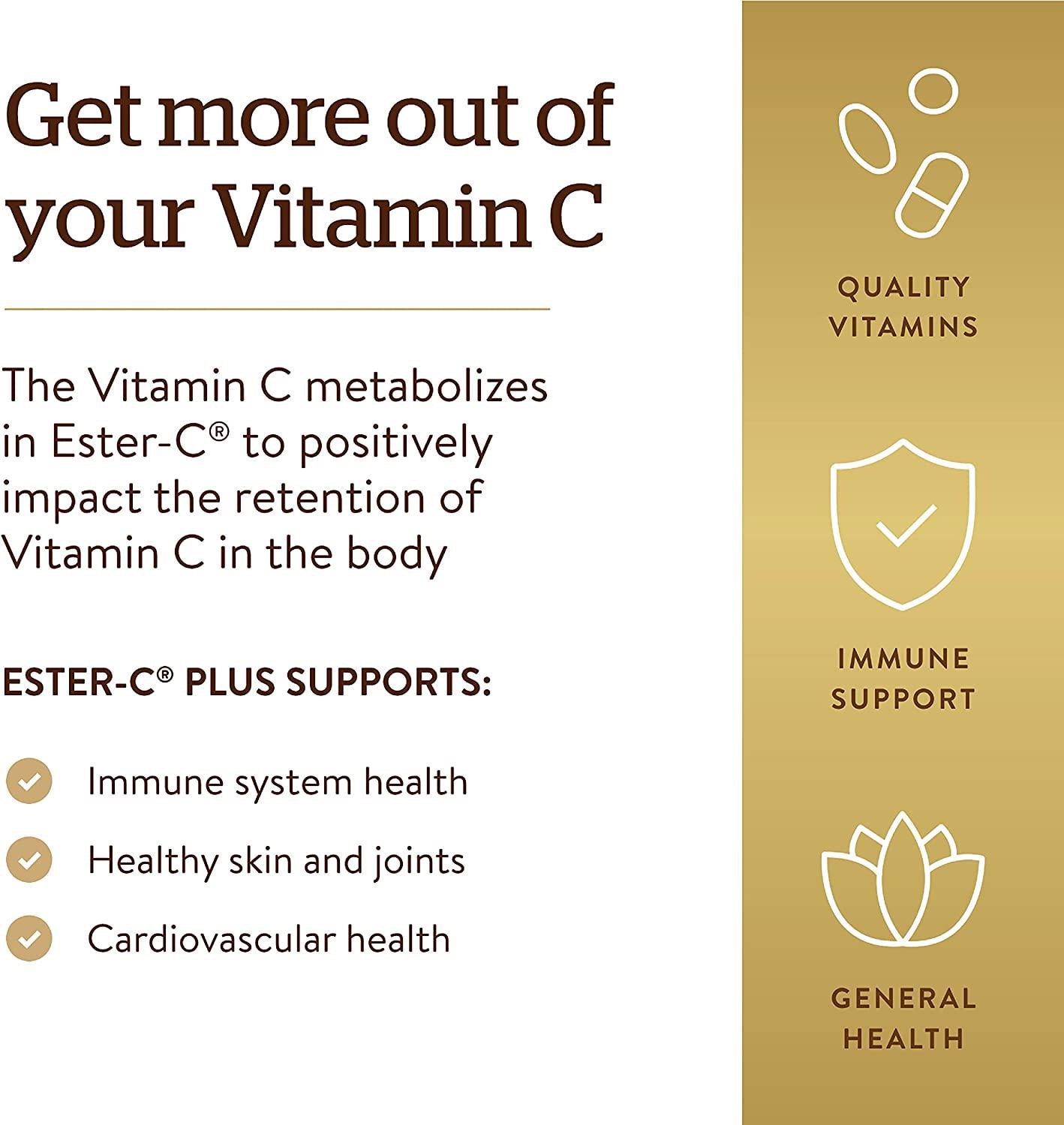 Solgar - Ester-C Plus Vitamin C (Ester-C Ascorbate Complex) 1000 mg, 180 Tablets