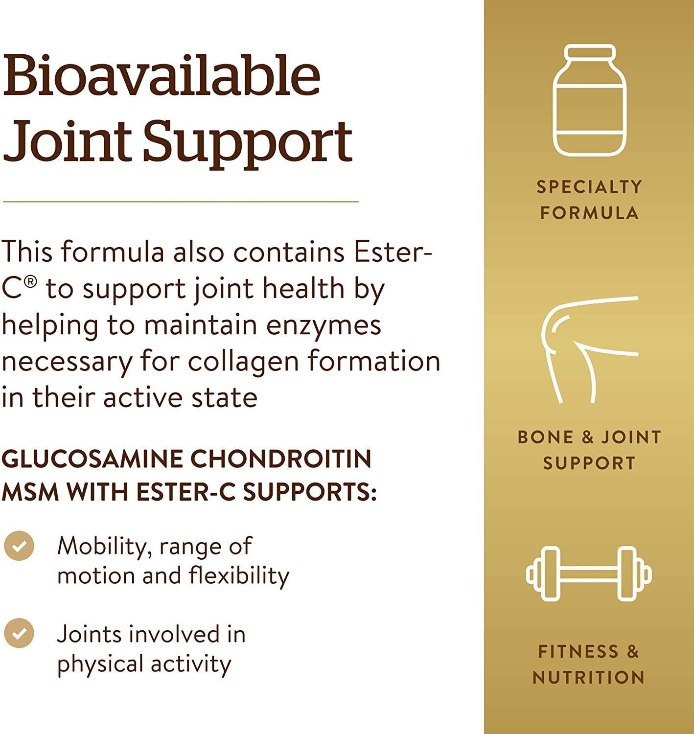 Solgar Extra Strength Glucosamine Chondroitin MSM with Ester-C Tablets 180ct