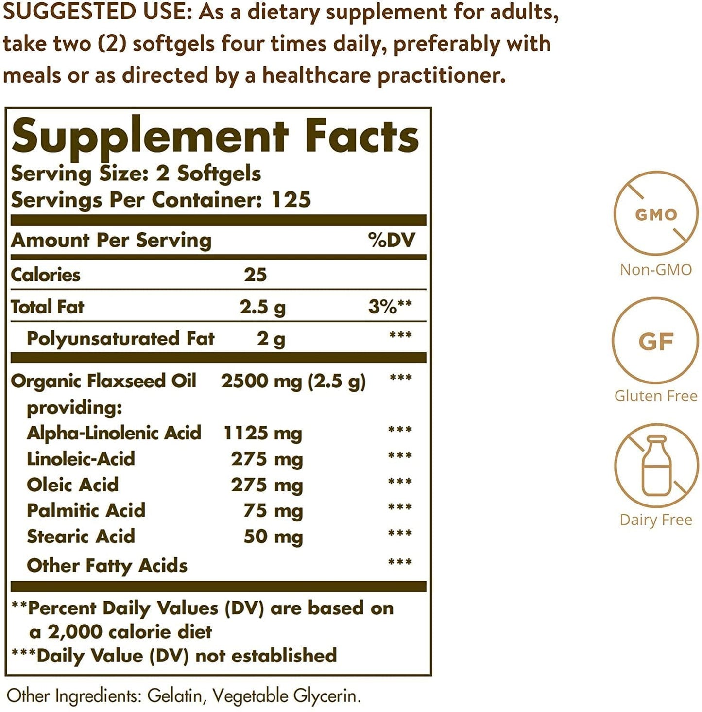 Solgar – Flaxseed Oil 1250 mg, 250 Softgels