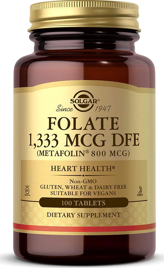 Solgar Folate 800 mcg (as Metafolin) Tablets 100 Count