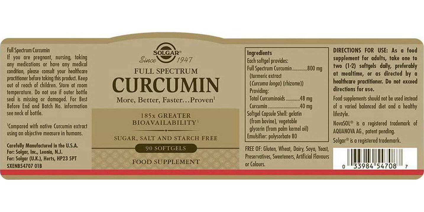 Solgar Full Spectrum Curcumin Liquid Extract, 90 Softgels - Faster Absorption - Brain, Joint and Immune Health - Long Lasting Support - Non GMO, Gluten Free, Dairy Free - 90 Servings