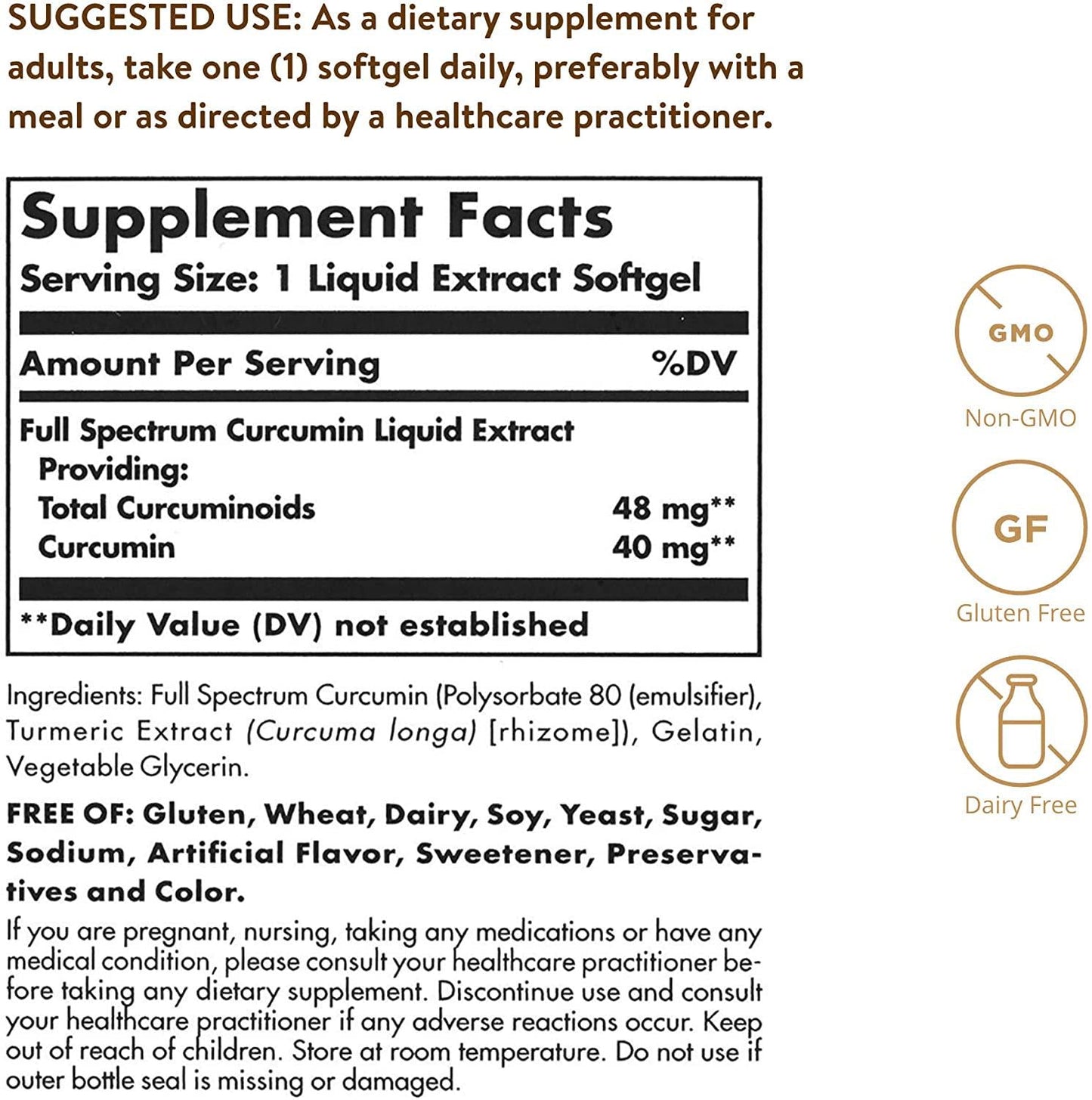 Solgar Full Spectrum Curcumin Liquid Extract, 105 Softgels - Faster Absorption - Brain, Joint and Immune Health - Long Lasting Support - Non GMO, Gluten Free, Dairy Free