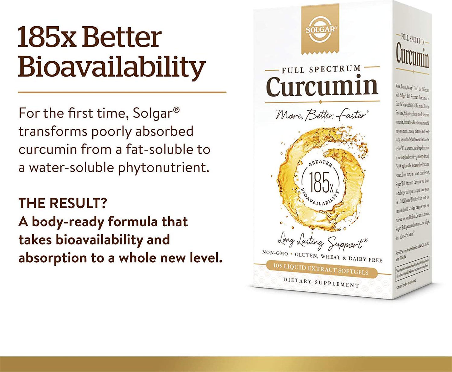 Solgar Full Spectrum Curcumin Liquid Extract, 105 Softgels - Faster Absorption - Brain, Joint and Immune Health - Long Lasting Support - Non GMO, Gluten Free, Dairy Free