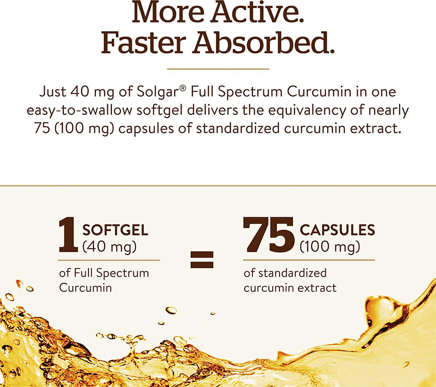 Solgar Full Spectrum Curcumin Liquid Extract, 105 Softgels - Faster Absorption - Brain, Joint and Immune Health - Long Lasting Support - Non GMO, Gluten Free, Dairy Free