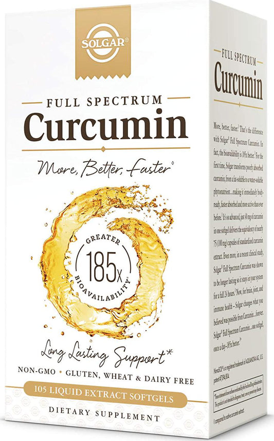 Solgar Full Spectrum Curcumin Liquid Extract, 105 Softgels - Faster Absorption - Brain, Joint and Immune Health - Long Lasting Support - Non GMO, Gluten Free, Dairy Free