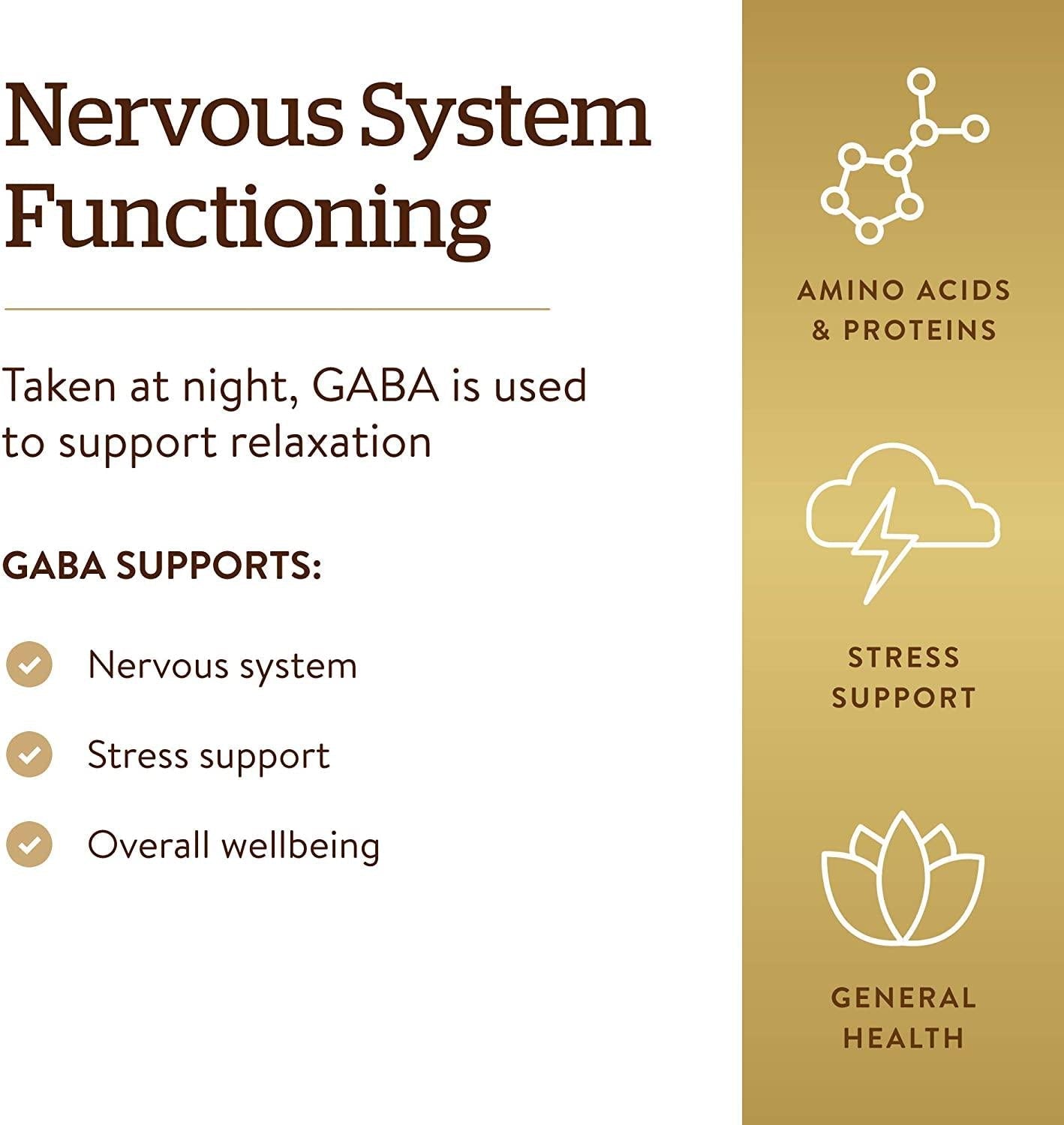 Solgar - GABA 500 mg. - 100 Vegetarian Capsules