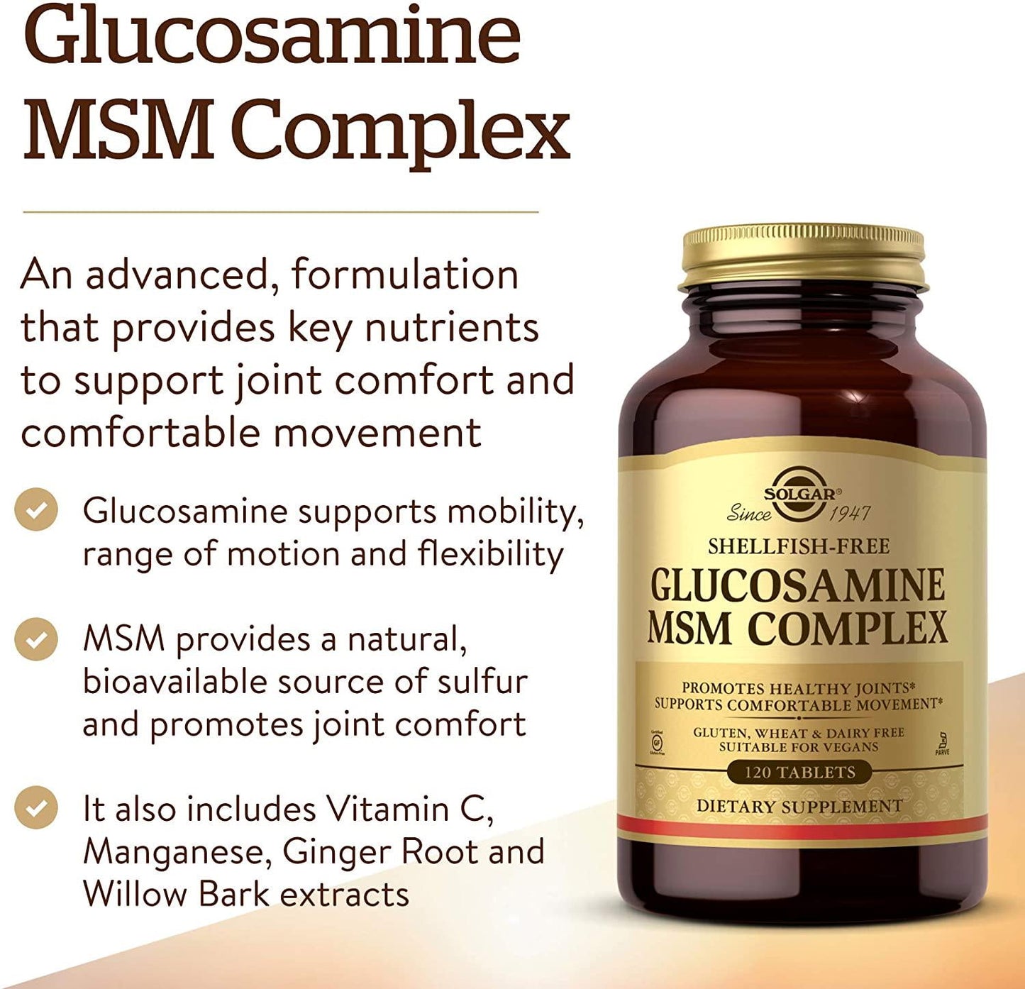 Solgar Glucosamine MSM Complex Tablets, 120 Count