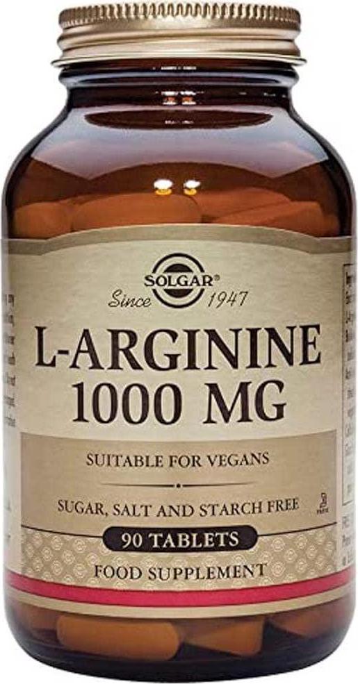 Solgar L-Arginine 1000 mg, 90 Tablets - Supports Blood Flow and Heart Health - Nitric Oxide Stimulator - Supports Active Lifestyles - Non-GMO, Vegan, Gluten Free, Dairy Free, Kosher - 90 Servings