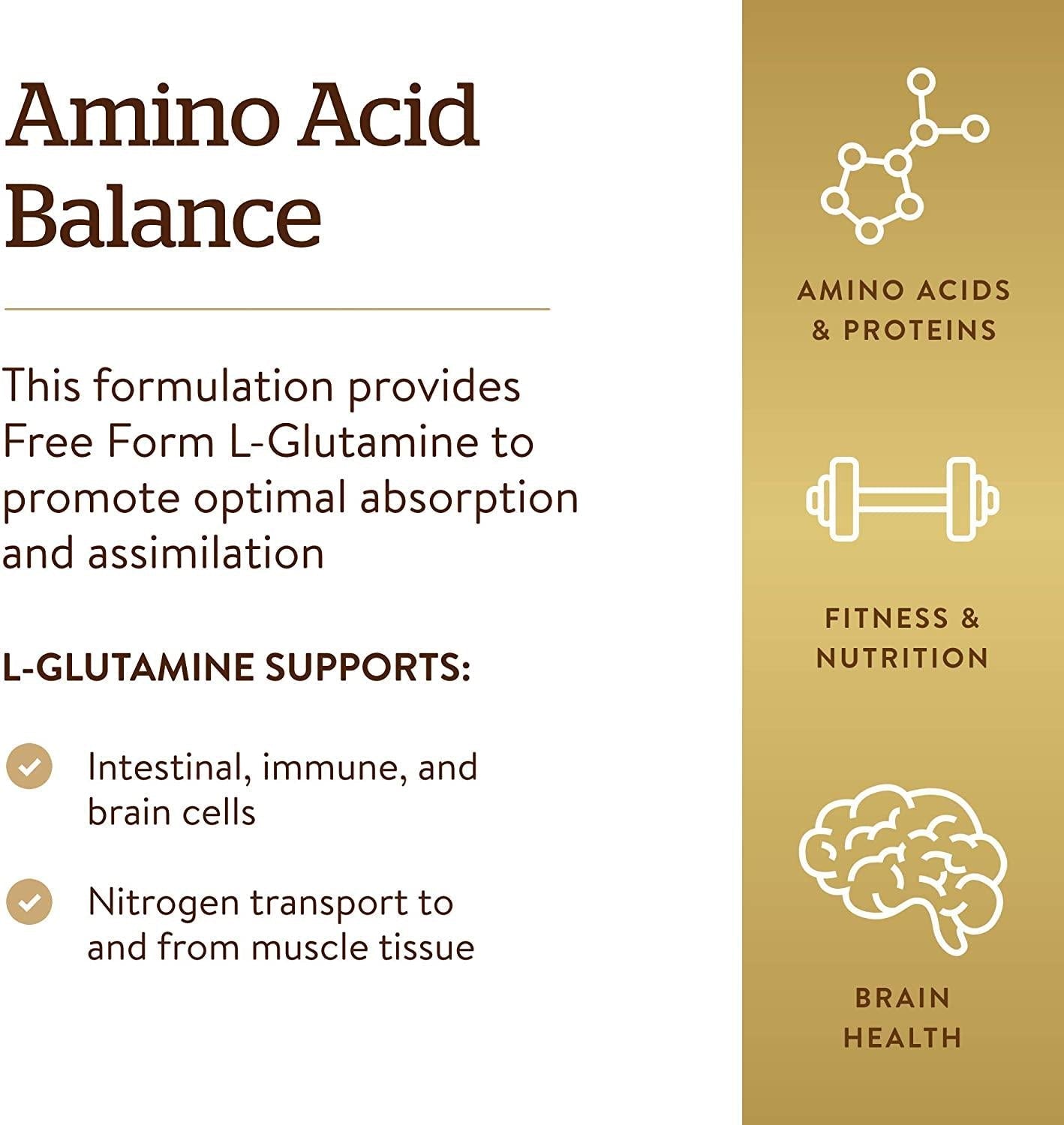 Solgar L-Glutamine 500 mg, 250 Vegetable Capsules - Natural Muscle Food - Promotes Gastrointestinal (GI) Health - Supports Brain Health - Non-GMO, Vegan, Gluten Free, Dairy Free