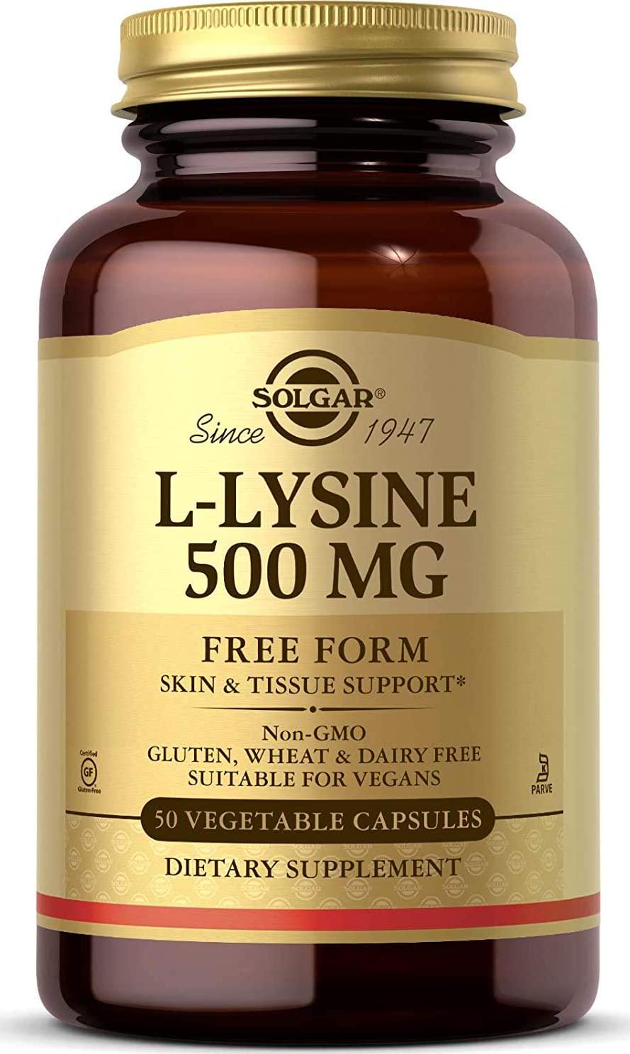 Solgar L-Lysine 500 mg, 100 Vegetable Capsules