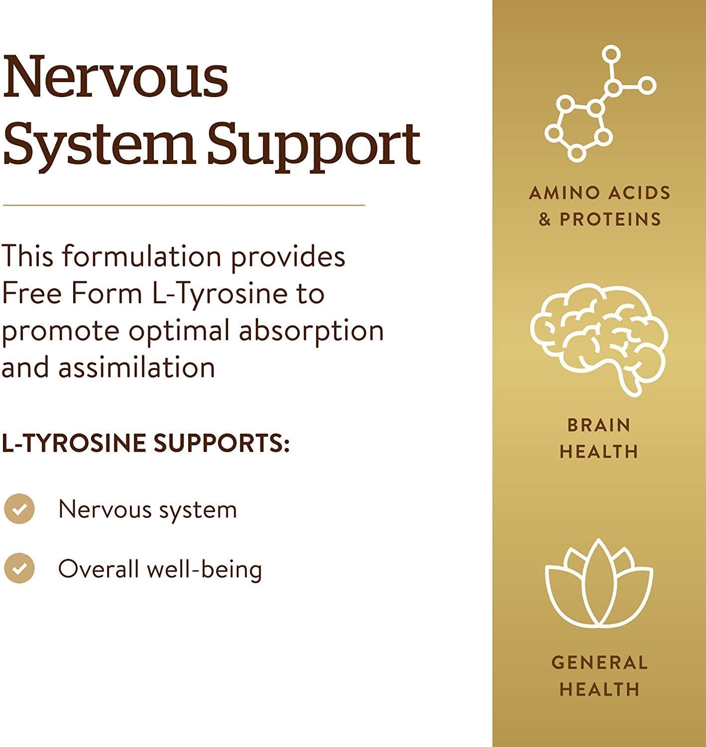 Solgar - L-Tyrosine Free Form 500 mg. - 100 Vegetarian Capsules