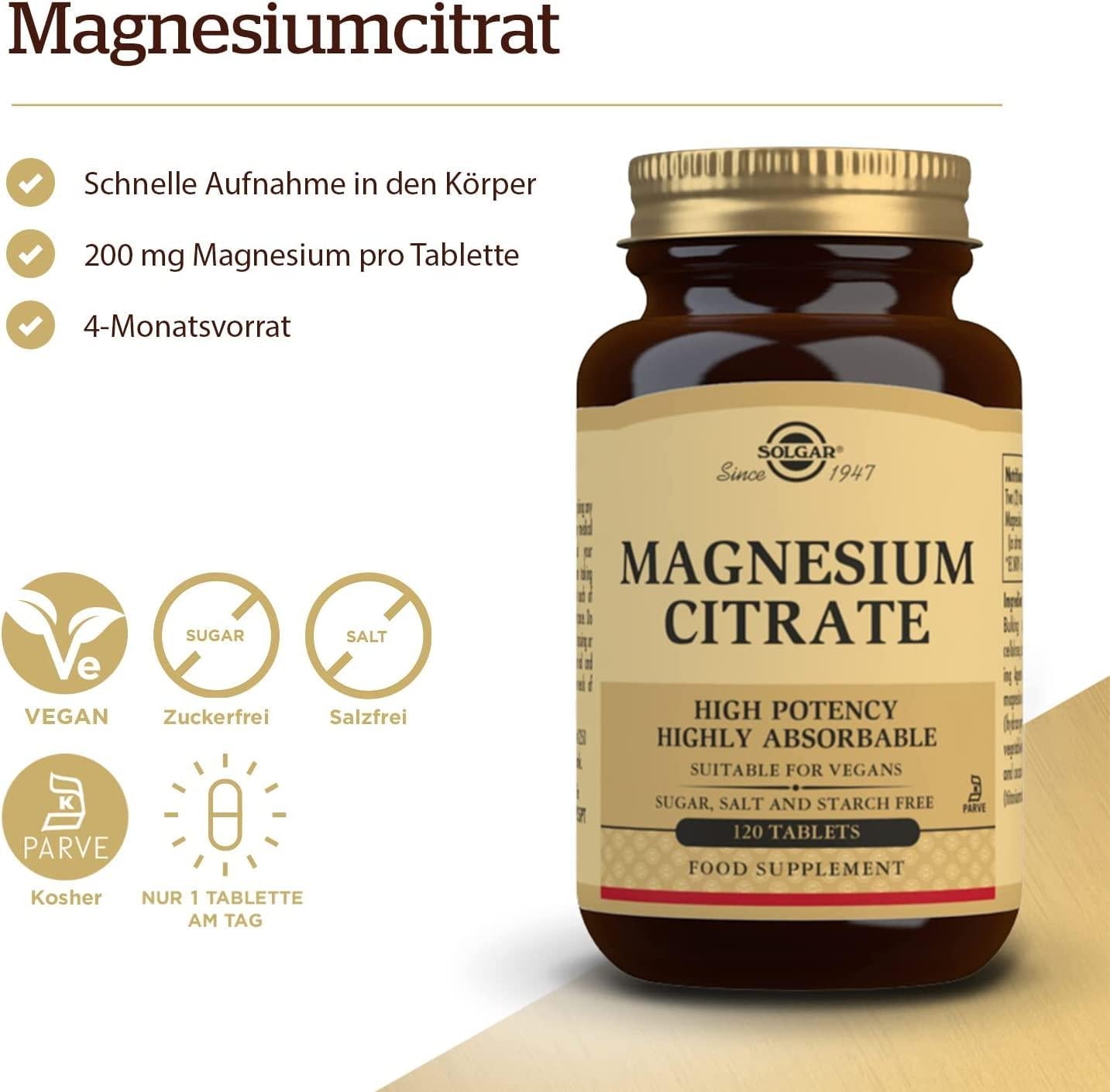 Solgar - Magnesium Citrate, 120 Tablets