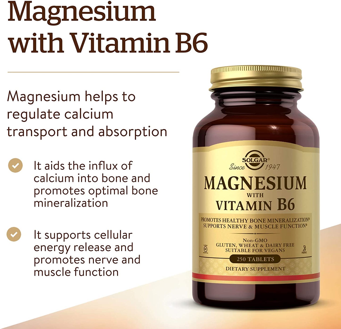 Solgar - Magnesium with Vitamin B6 Tablets 250 Count