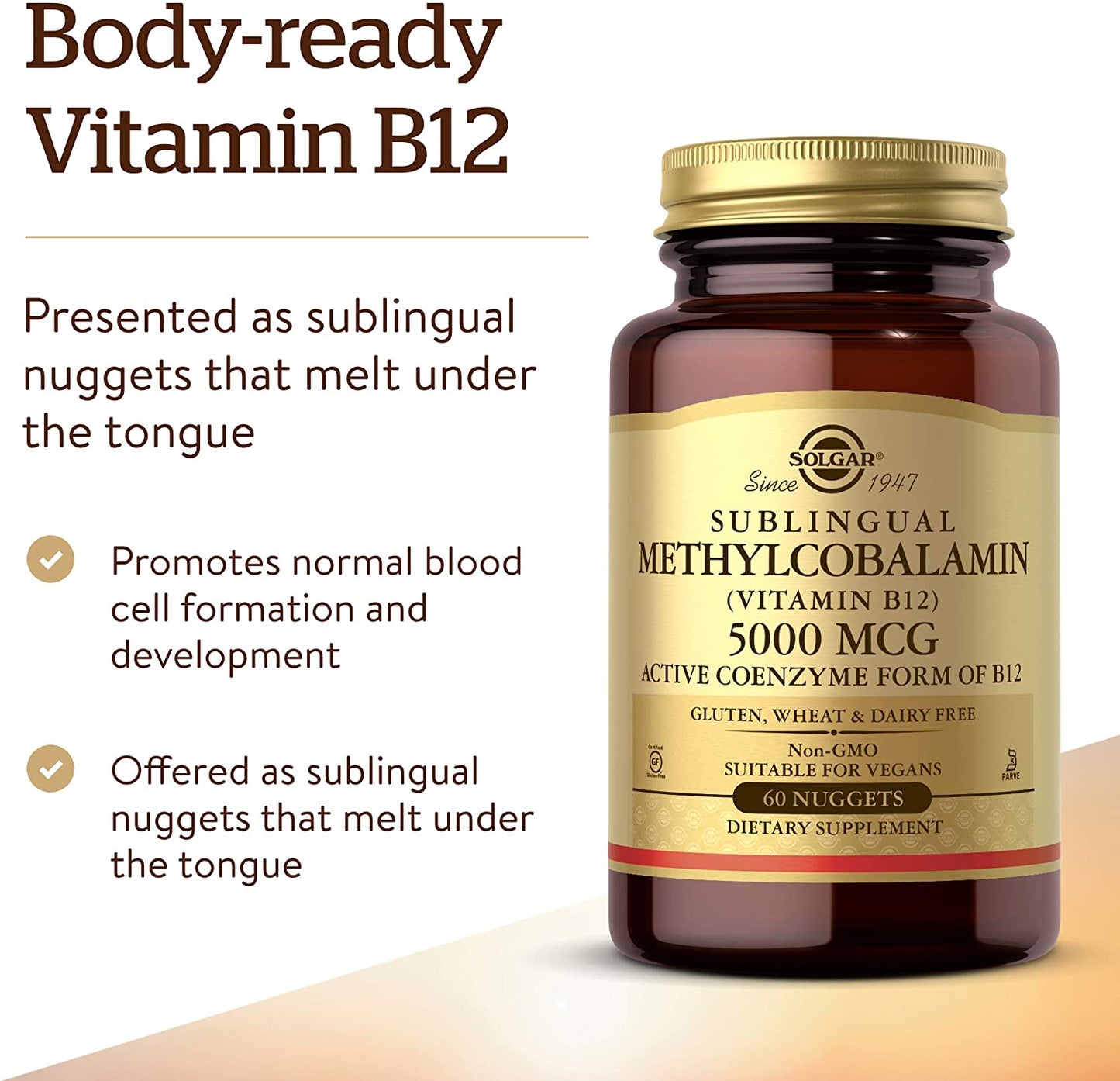 Solgar - Methylcobalamin Vitamin B12 5000 mcg. - 60 Nugget(s)