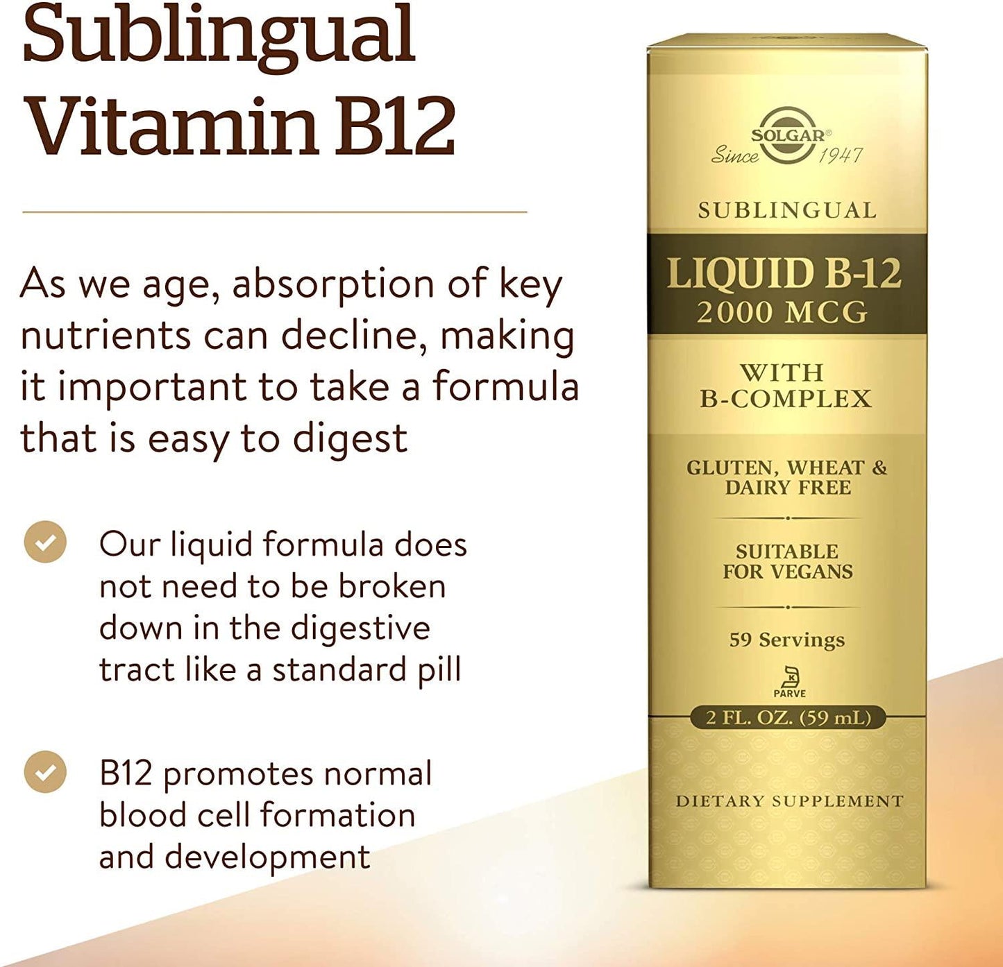 Solgar - Sublingual Liquid B-12 2000 mcg with B-Complex 2 oz, Help Produce Healthy Energy - 2 Pack