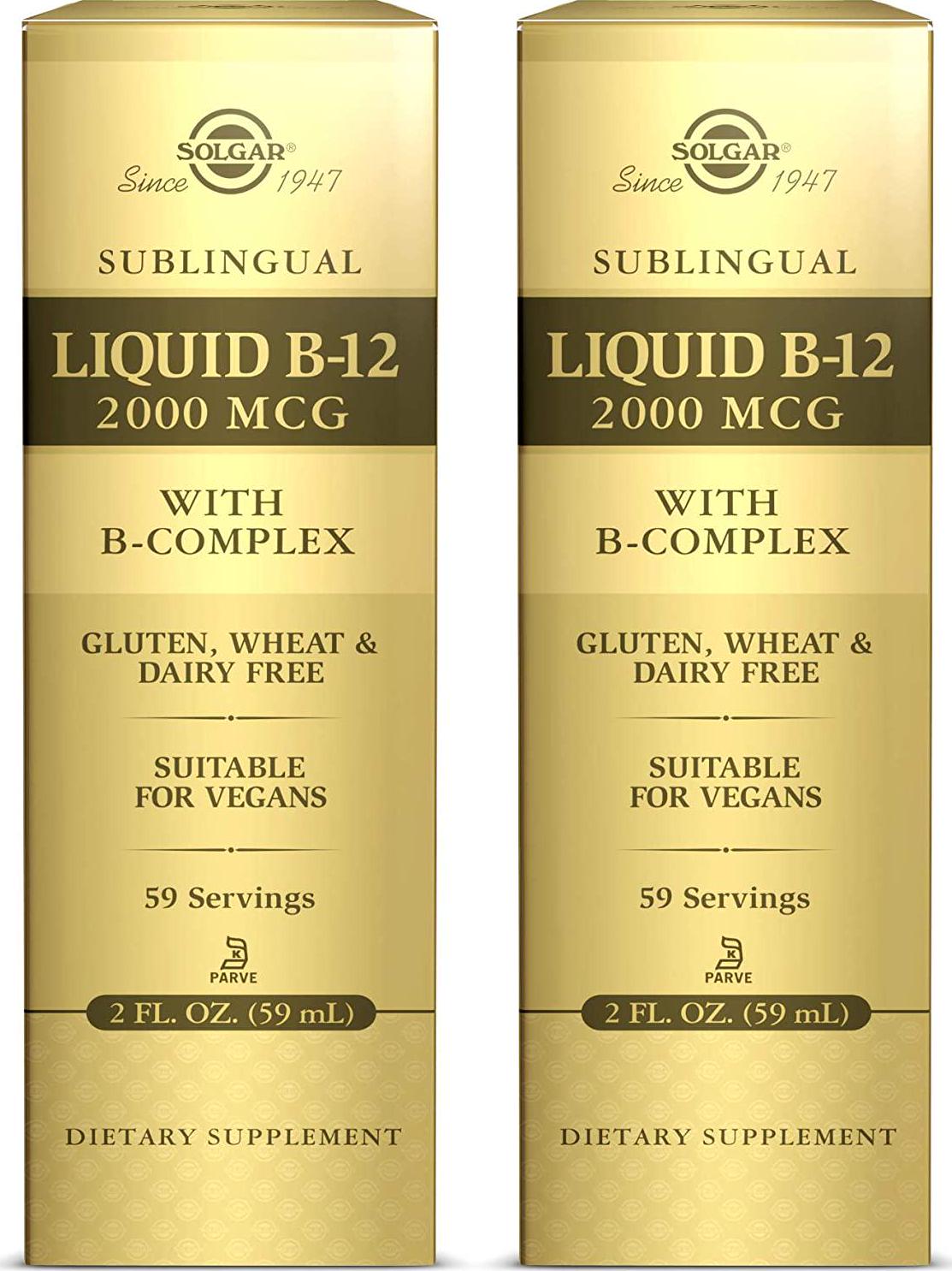 Solgar - Sublingual Liquid B-12 2000 mcg with B-Complex 2 oz, Help Produce Healthy Energy - 2 Pack