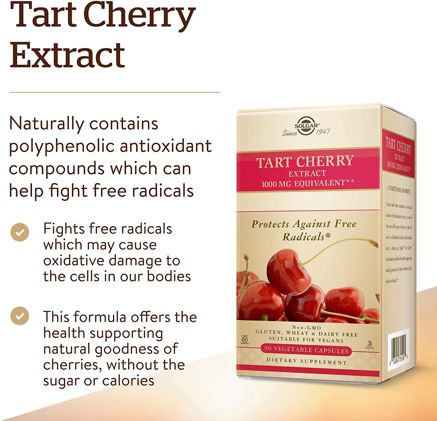 Solgar - Tart Cherry 1000 mg. - 90 Vegetarian Capsules