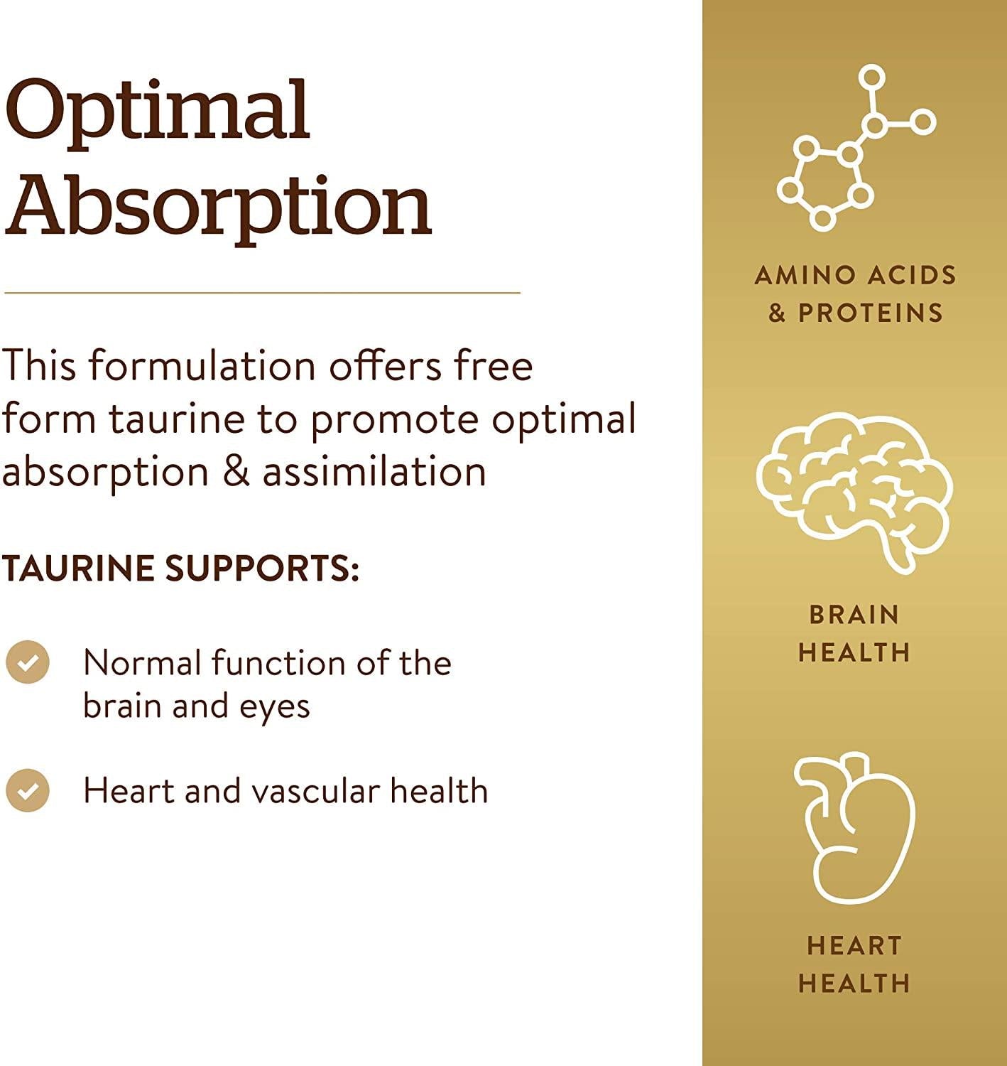 Solgar Taurine 500 mg, 100 Vegetable Capsules