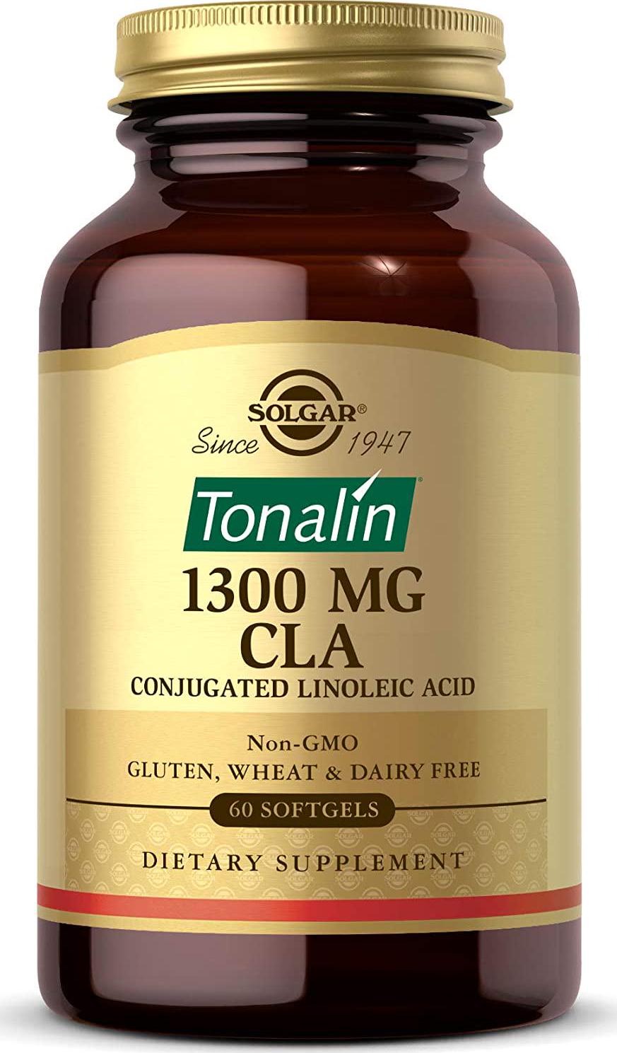 Solgar Tonalin CLA 1300 mg, 60 Softgels - Essential Omega-6 Fatty Acid - Derived from Non-GMO Safflower Seed Oil - Gluten Free, Dairy Free - 60 Servings