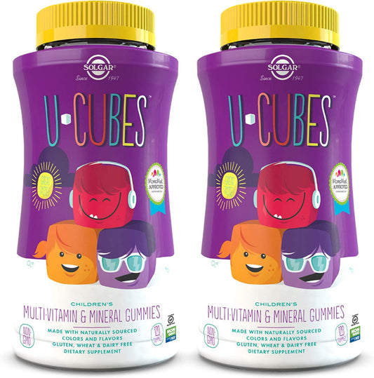 Solgar U-Cubes Children's Multi-Vitamin and Minerals, 120 Gummies - Pack of 2 - 3 Great-Tasting Flavors, Grape, Orange and Cherry - Ages 2 and Up - Non-GMO, Gluten Free, Dairy Free - 120 Total Servings