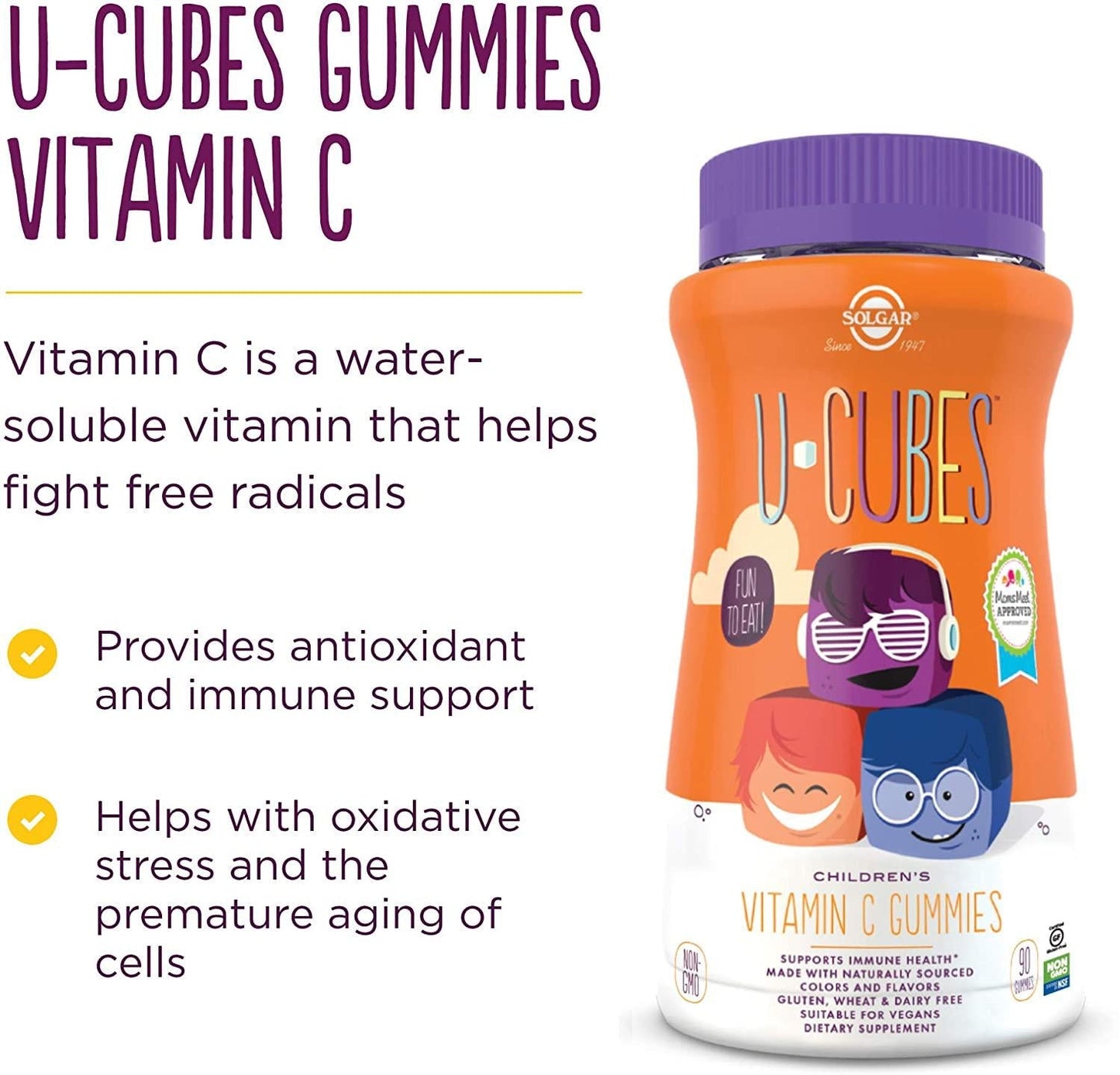 Solgar U Cubes Vitamin C Gummies 90 Ct