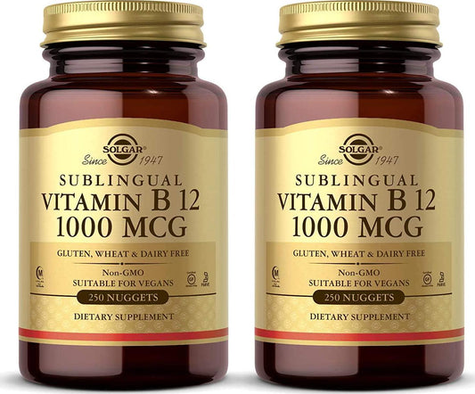 Solgar Vitamin B12 1000 mcg 250 Nuggets (2 bottles) Non GMO