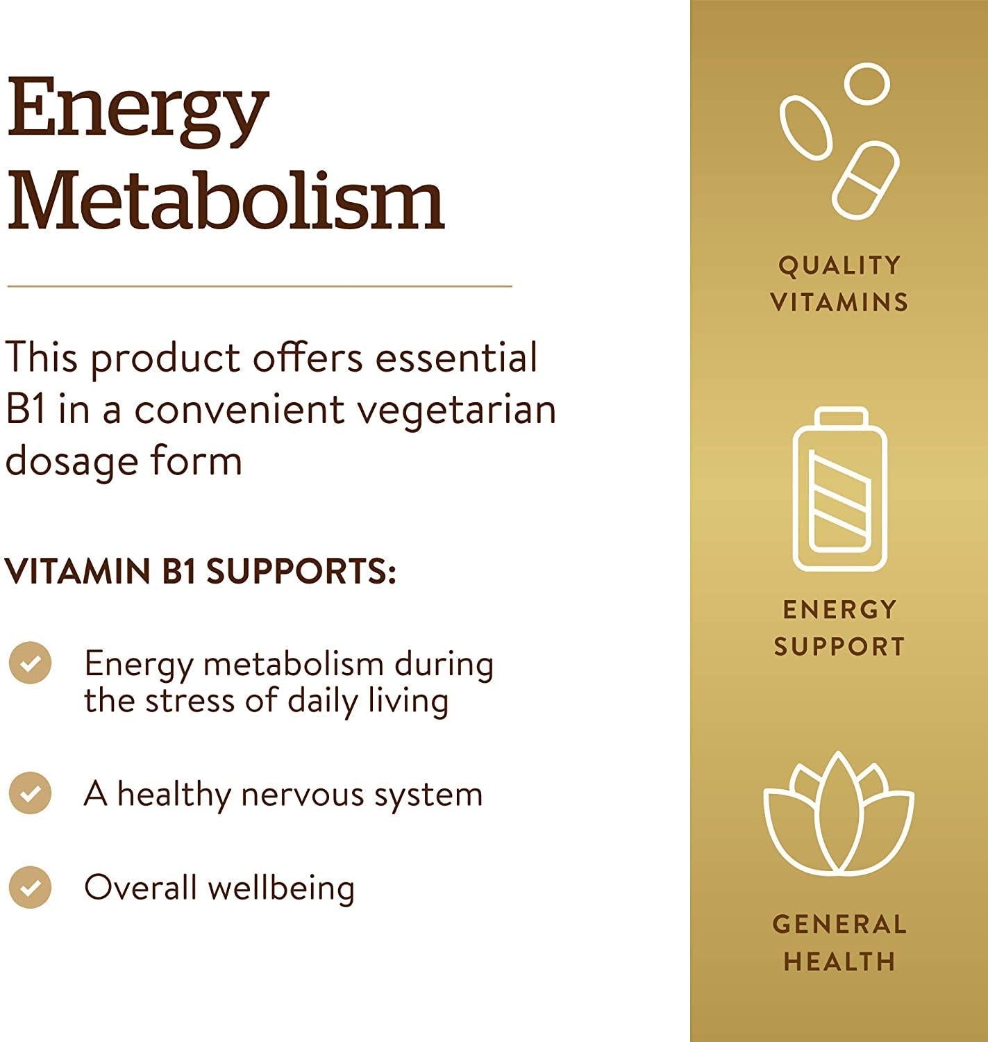 Solgar - Vitamin B1 (Thiamin) 500 mg Tablets 100 Count