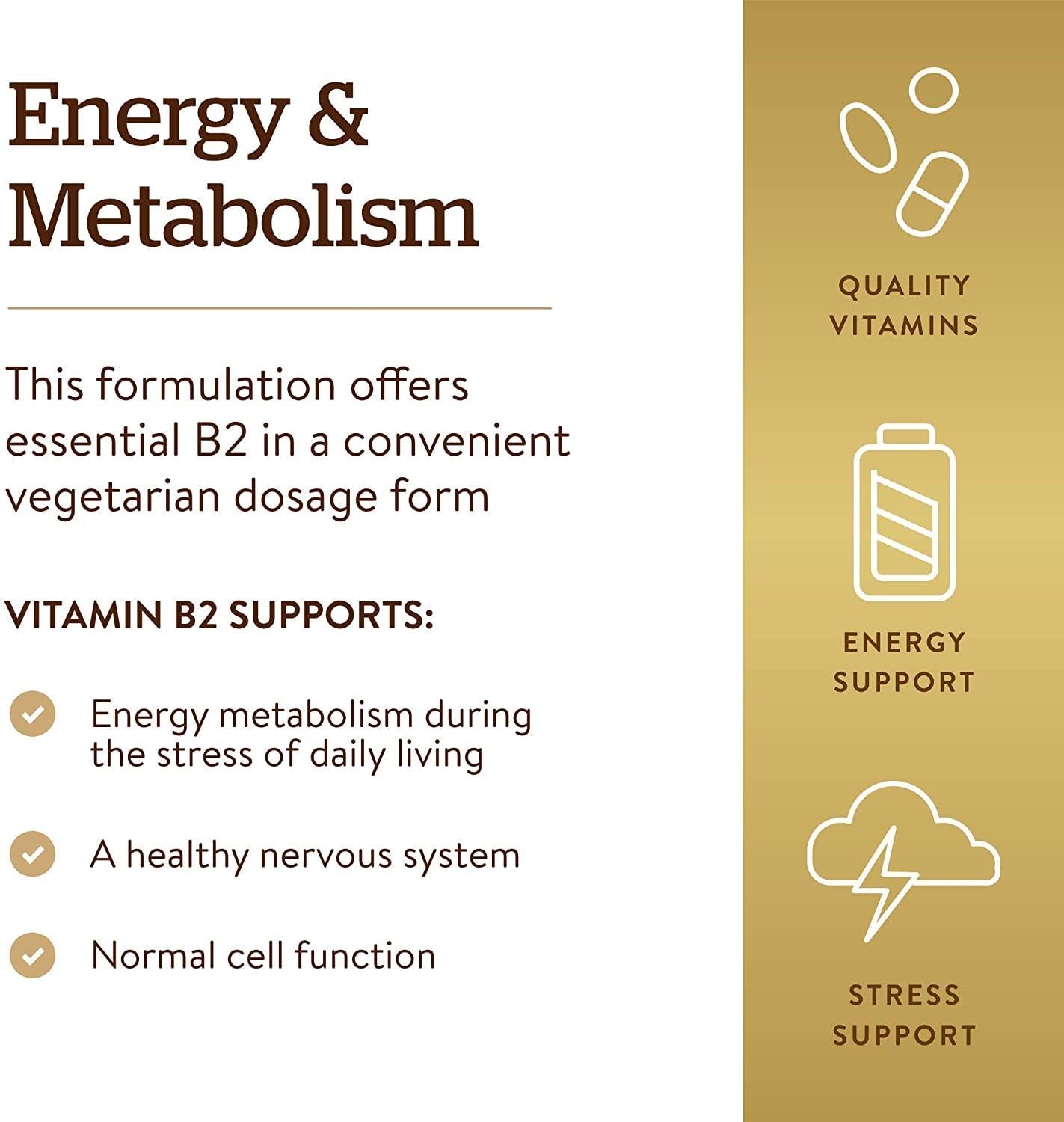 Solgar - Vitamin B2 (Riboflavin) 100 mg. - 100 Vegetarian Capsules