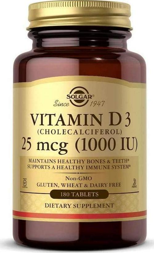 Solgar - Vitamin D3 (Cholecalciferol) 1000 IU Tablets 180 Count