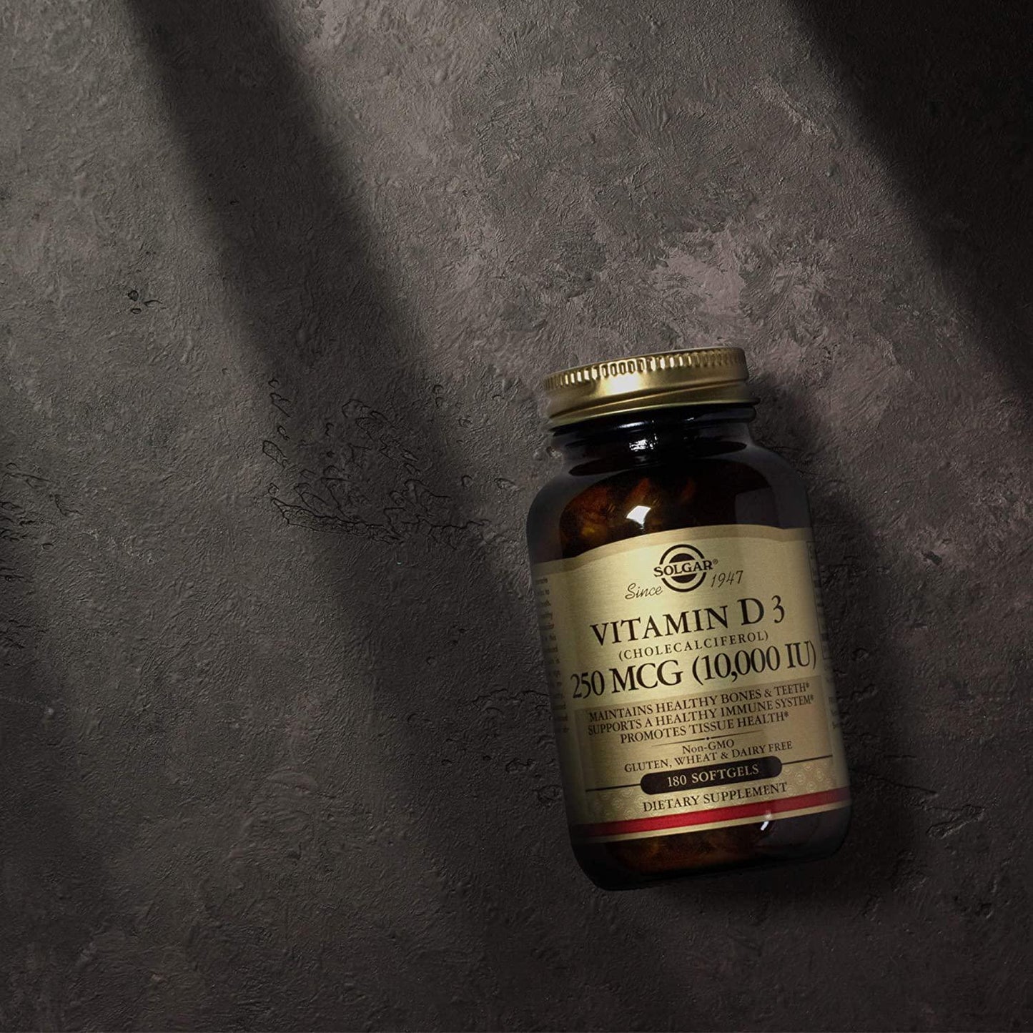 Solgar Vitamin D3 Cholecalciferol 250 MCG 10000 IU Softgels Helps Maintain Healthy Bones Teeth Immune System Support Non GMO Gluten Free Dairy Free Servings, 180 Count