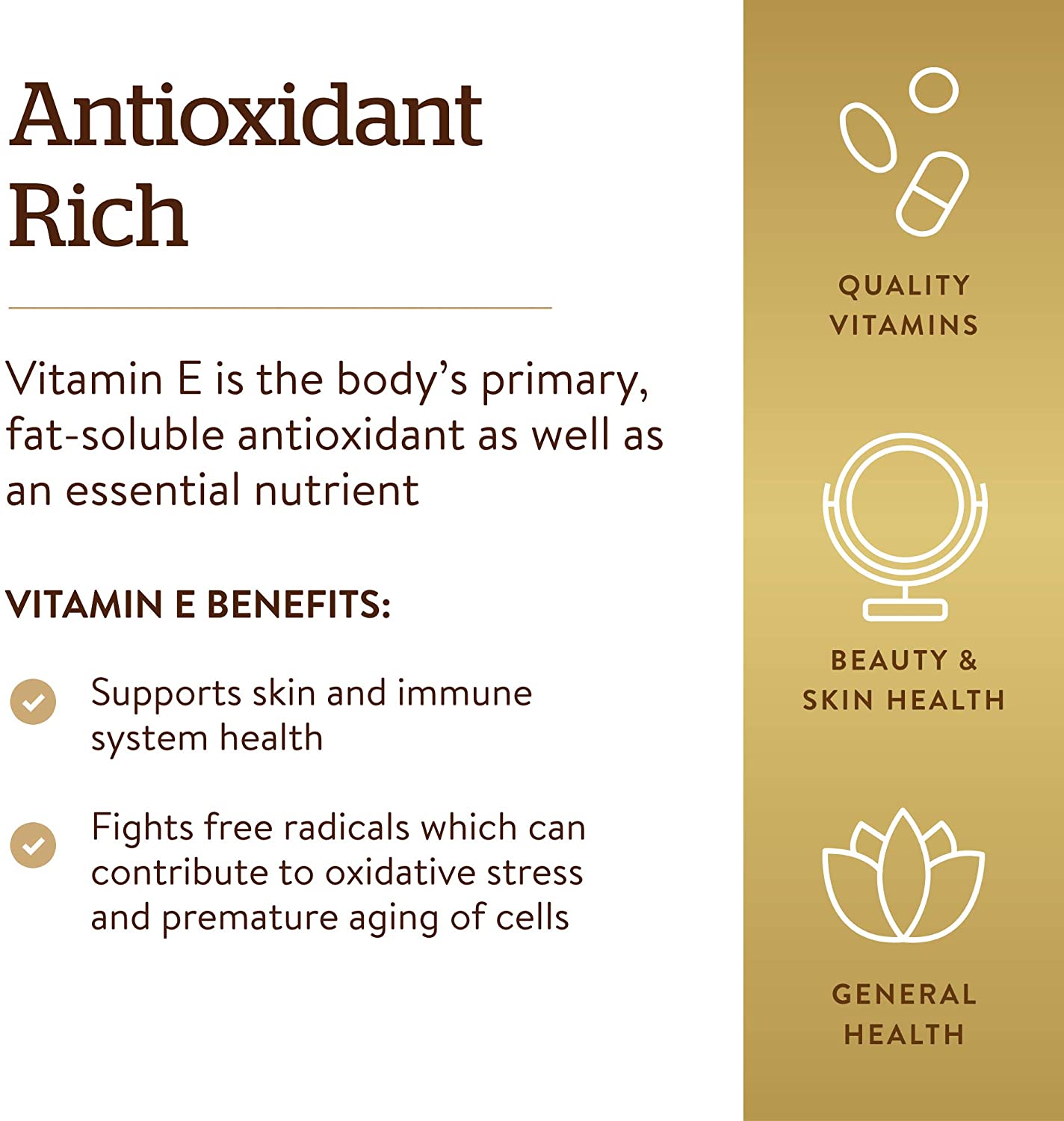 Solgar Vitamin E 670 mg 1000 IU Mixed Softgels Natural Antioxidant Skin Immune System Support NaturallySourced Vitamin E Gluten Free Dairy Free Servings, 180 Count