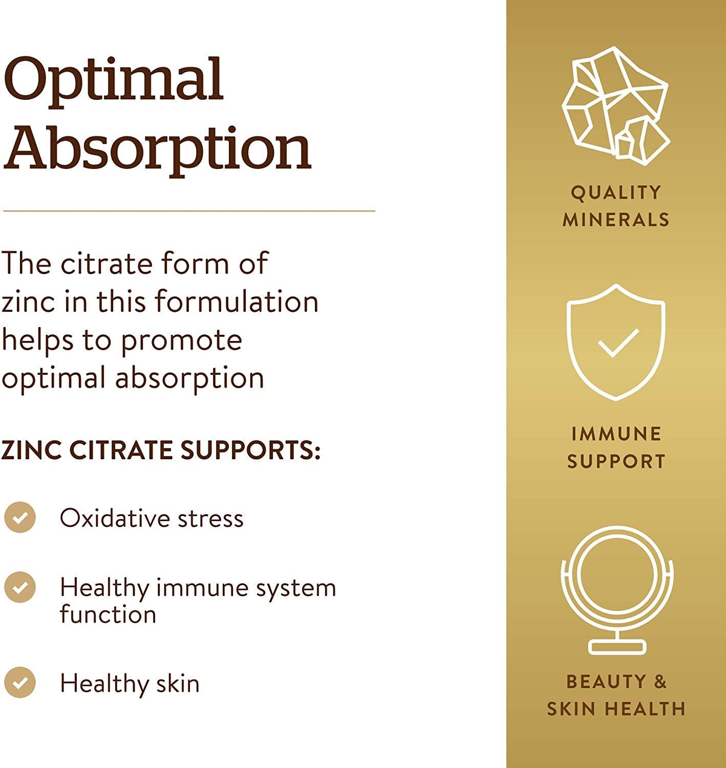 Solgar - Zinc Citrate 30 mg. - 100 Vegetarian Capsules