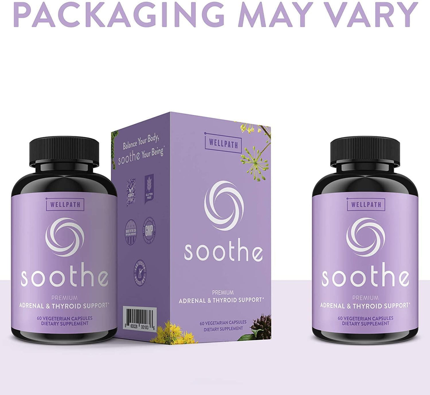 Soothe Thyroid Support and Adrenal Support Supplement - 2 in 1 Natural Vegan Formula to Support Energy, Metabolism, Adrenal Fatigue Relief, Stress Response, and Cortisol Balance