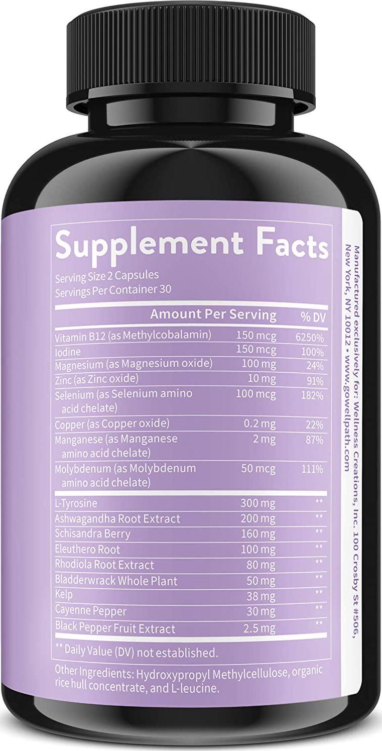 Soothe Thyroid Support and Adrenal Support Supplement - 2 in 1 Natural Vegan Formula to Support Energy, Metabolism, Adrenal Fatigue Relief, Stress Response, and Cortisol Balance