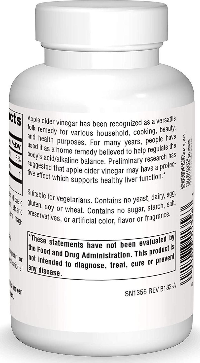 Source Naturals Apple Cider Vinegar 500mg Dietary Supplement - 180 Tablets