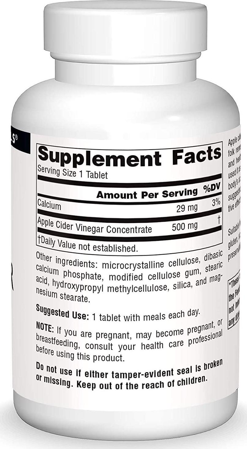 Source Naturals Apple Cider Vinegar 500mg Dietary Supplement - 180 Tablets