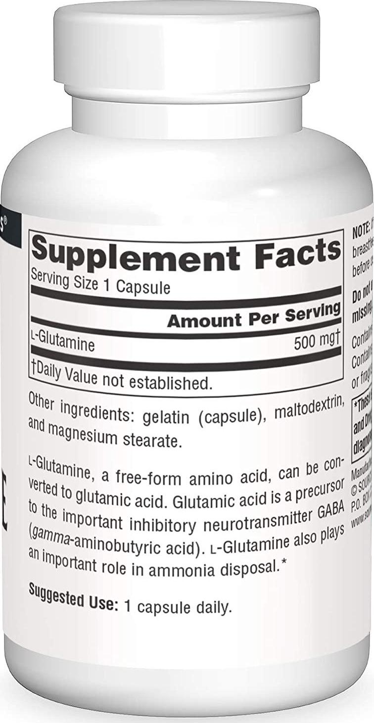 Source Naturals L-Glutamine - Free Form Amino Acid That Supports Metabolic Energy - 50 Capsules