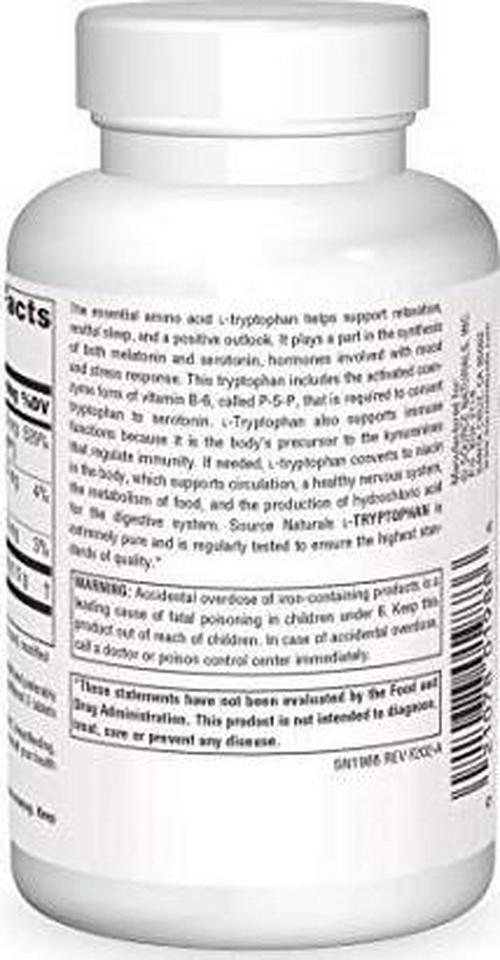 Source Naturals L-Tryptophan with Coenzyme B-6 500mg - 120 Tablets