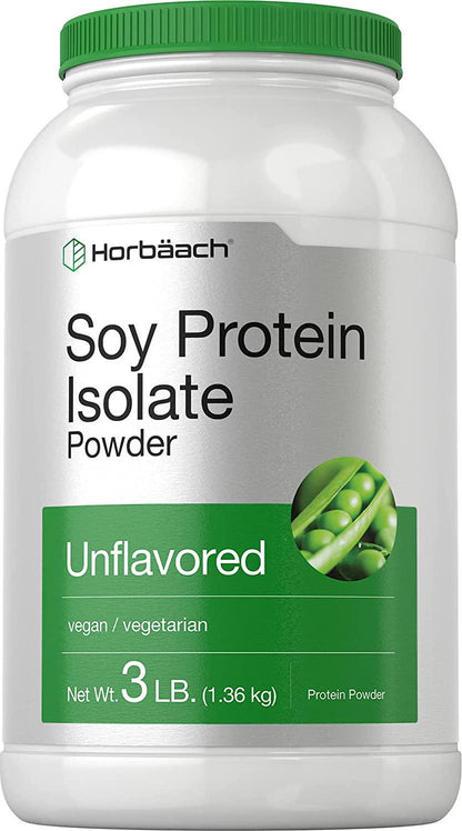 Soy Protein Isolate Powder | 3lb | Vegan, Vegetarian, Non-GMO, Gluten Free | Unflavored | 25g Protein Supplement | by Horbaach