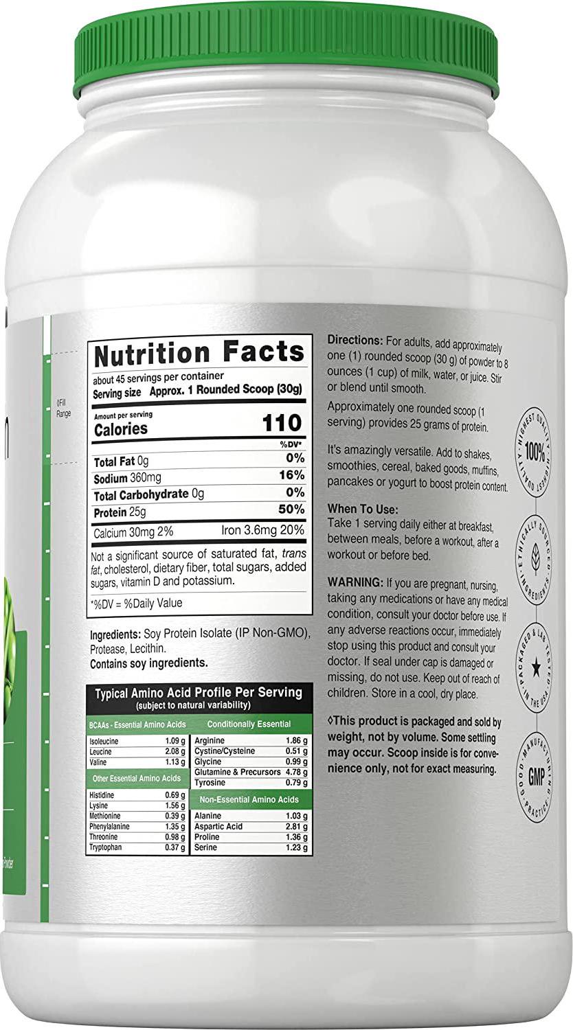 Soy Protein Isolate Powder | 3lb | Vegan, Vegetarian, Non-GMO, Gluten Free | Unflavored | 25g Protein Supplement | by Horbaach