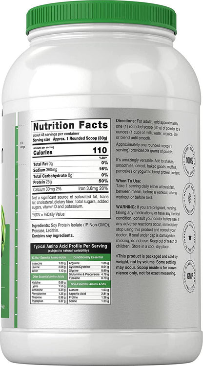 Soy Protein Isolate Powder | 3lb | Vegan, Vegetarian, Non-GMO, Gluten Free | Unflavored | 25g Protein Supplement | by Horbaach